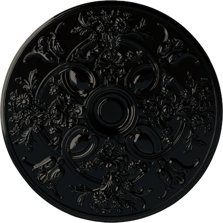 Ekena Millwork Baile Ceiling Medallion (Fits Canopies up to 6"), Hand-Painted Black Pearl, 31 1/4"OD x 2 1/4"P CM31BABPS
